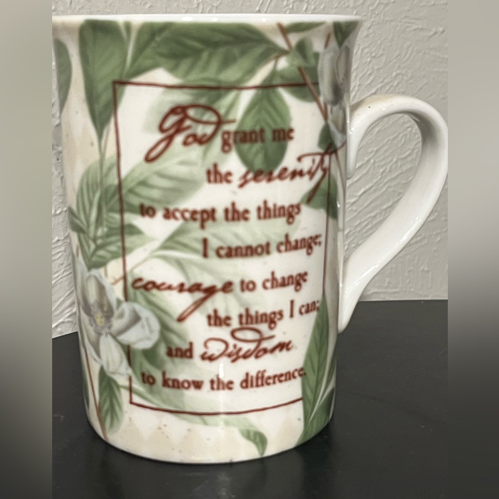 Serenity Green and White Inspirational Mug
